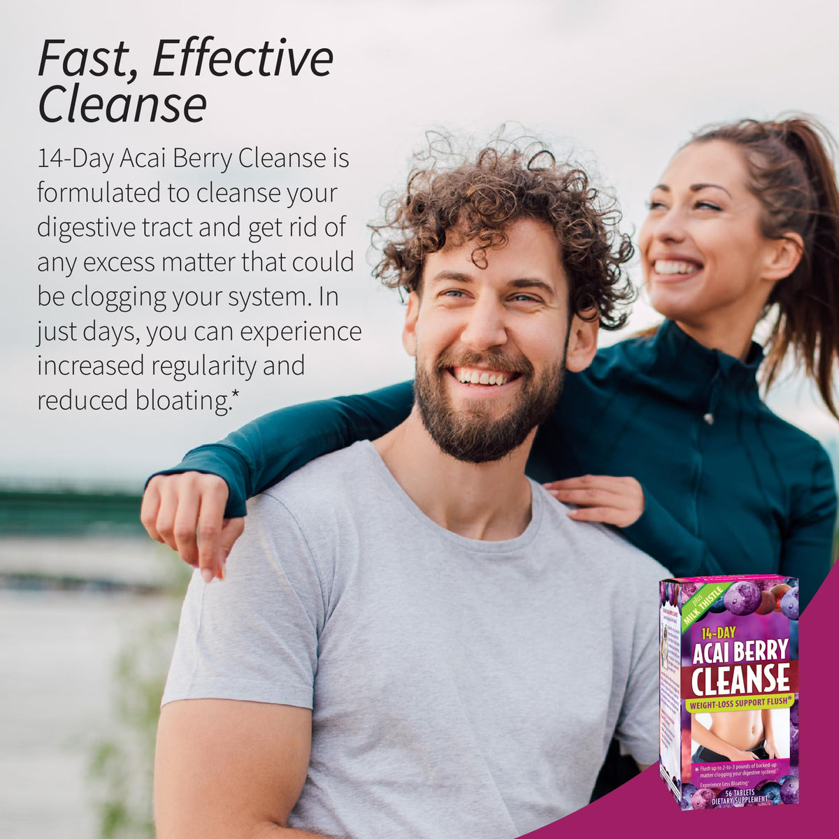 Applied Nutrition 14-Day Acai Berry Cleanse - 56 Tablets, Pack of 5 - Weight-Loss Support Flush + Milk Thistle - 140 Total Servings