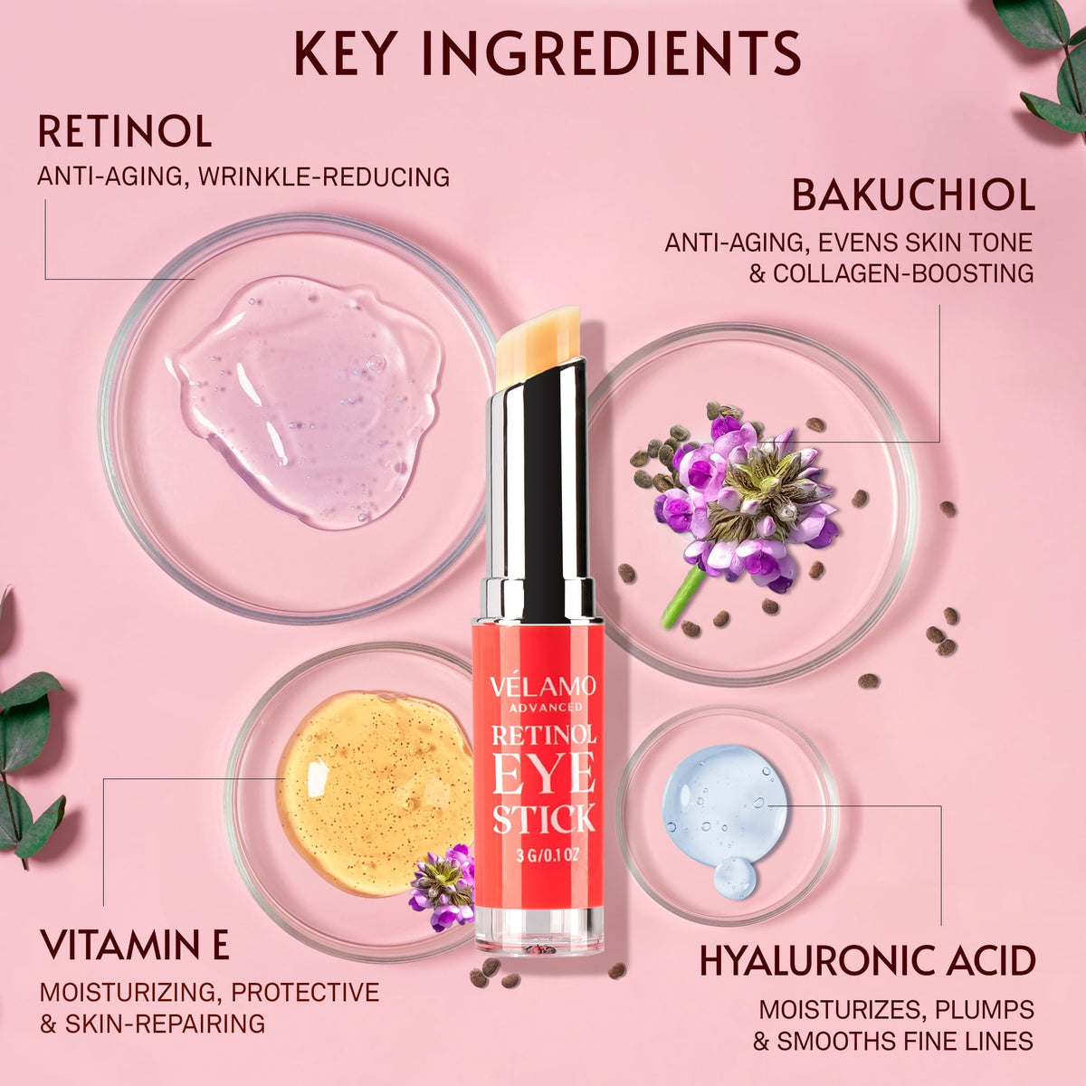 VELAMO ADVANCED Retinol Eye Stick Duo (2 x 3g) - Renewing & Firming Under Eye Balm for Wrinkles, Dark Circles & Puffiness