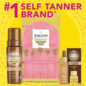 Jergens Natural Glow Instant Sun Drops, Sunless Tanning for Face and Body, Instant Sun Bronzing Drops, Oil Free, 1 Fl Oz