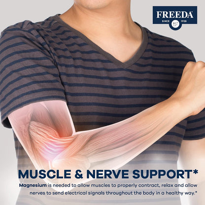 Freeda Magnesium Gluconate Vegan Supplement - 100 Tablets - Gentle and Highly Absorbable Magnesium Gluconate Supplement - Supporting Bone, Nerve & Muscle Function