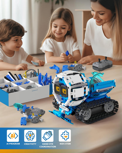 Opmind 5-in-1 STEM RC Robot Building kit, 494Pcs App Coding, Boys Age 8-13