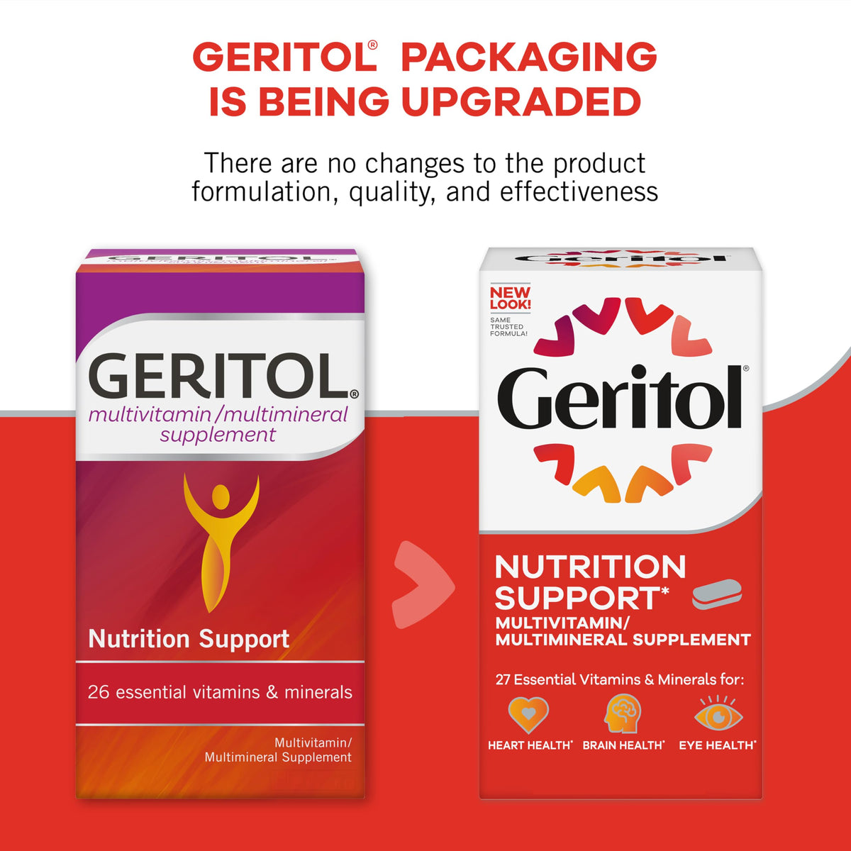 Geritol Multivitamin Supplement, Contains B-Vitamins, Antioxidants, Vitamins C, E & D and Iron, 27 Essential Vitamins and Minerals, Gluten-Free, Non-GMO, No Artificial Sweeteners, 40 Tablets, 2 Pack