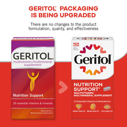Geritol Multivitamin Supplement, Contains B-Vitamins, Antioxidants, Vitamins C, E & D and Iron, 27 Essential Vitamins and Minerals, Gluten-Free, Non-GMO, No Artificial Sweeteners, 40 Tablets, 2 Pack
