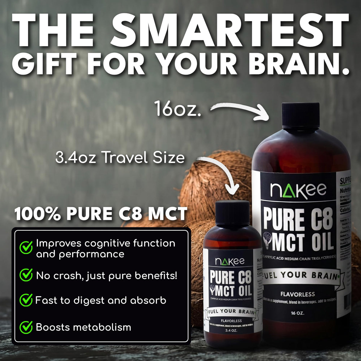Nakee Butter C8 MCT Oil 3.4 oz.