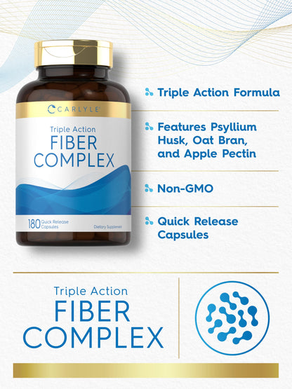 Carlyle Triple Action Fiber Complex | 180 Capsules | Vegetarian, Non-GMO and Gluten Free Supplement