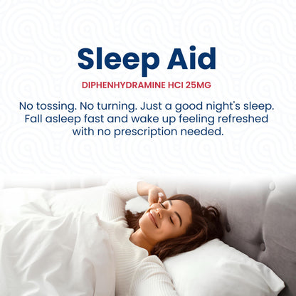 HealthPharma Nighttime Sleep-Aid, Diphenhydramine HCL Caplets, 25 mg (Blue), 600 Count