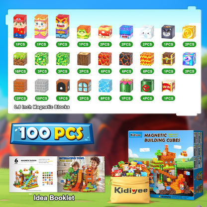 Magnetic Blocks Building Toys, Mine Magnet World Game Set for Kids Ages 4-8 5-7 6-8, STEM Sensory Magnetic Toys for Toddlers, Gift for 3+ Year Old Boys Girls