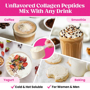 Venture Pal Multi Collagen Powder Type I, II, III, V, X - Hydrolyzed Collagen Peptides MSM, GC, Hyaluronic Acid Vitamin C - Collagen Supplement for Women