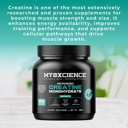 MYOXCIENCE Micronized Creatine - Supports Muscle Performance, Lean Body Mass, & Cognition - 100 Servings