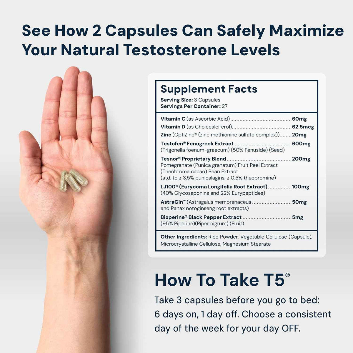 HPN T(5) Testosterone Support for Energy & Endurance, 81 Capsules - Testofen and LJ100 formula supports testosterone, energy, endurance and muscle performance; vegan-friendly, 81 capsules.