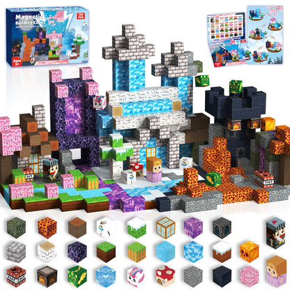 ToyUnited Magnetic Blocks-150PCS Magnetic Building Blocks Magnet Cubes Stacking Dark Forest Glacier Castle, STEM Montessori Sensory Toys for Kids Boys Girls Ages 4-8 Holiday Birthday