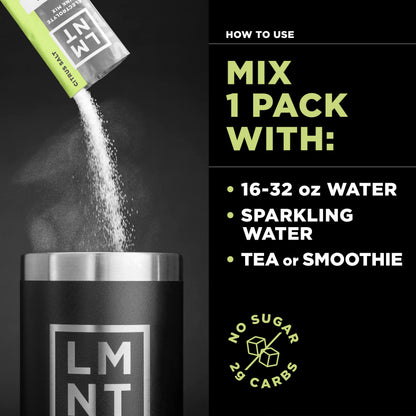 LMNT Zero-Sugar Electrolytes - Citrus Salt - Hydration Powder Packets | No Dodgy Ingredie
