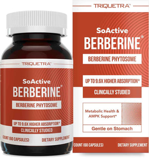 SoActive Berberine 550mg: 9.6X Higher Absorption, Clinically Studied, Optimized Phytosome - Supports Metabolism & AMPK Activation - Non-GMO, Soy-Free - Clinically Validated Dose - 60 Servings