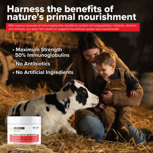 Re+Gen Nutrition Colostrum Gold 50 Bovine Colostrum Powder for Gut Health, Immune Support & Muscle Recovery - 50% IgG Concentration, Grass Fed, Gluten Free, No Artificial Ingredients