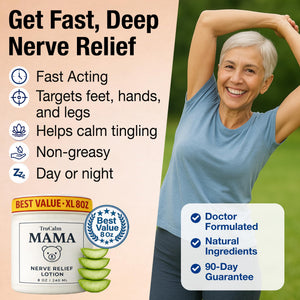 Mama Lotion – Neuropathy Nerve Relief Cream with Magnesium Chloride - Maximum Strength Comfort for Feet, Hands, Legs, Toes - Fast-Absorbing and Non-Greasy Formula for Food and Leg Comfort - 8 Oz TruCalm MamaBuy Supplements Australia