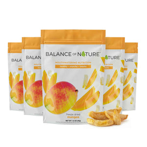 Balance of Nature Freeze-Dried Mangos (5 Pack) - 100% Real Fruit, Crunchy Mango Slices, Healthy Snack, Mouthwatering Nutrition, Gluten-Free, Vegan, No Sugar Added, Five 1.6 oz Bags