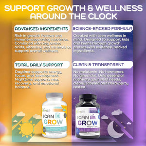 Fawelo I Can Grow (2 Pack) - for Kids 10+ and Teens - Enhances Natural Development - Strength Bone, Muscle & Joints - Immunity & Overall Health - Transparent Ingredients - Made in the USA