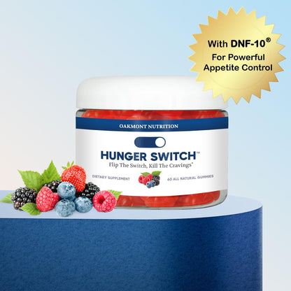 Oakmont Nutrition Hunger Switch Appetite Control Gummies - Weight Management Supplement with DNF-10® to Curb Cravings, Boost Energy, Support Gut Health - 60 Gummies (2 Week Supply)