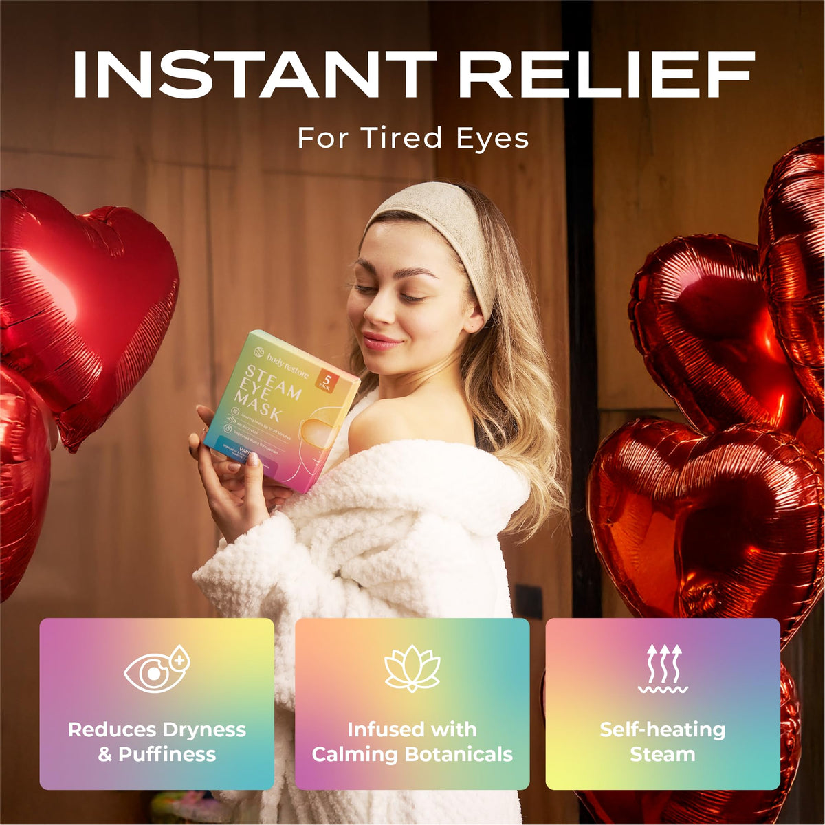 Body Restore Self-Heating Warm Compress Eye Mask - Variety Pack for Dry Eye & Stye Relief - Disposable Heated Eye Patch (30 Pack)