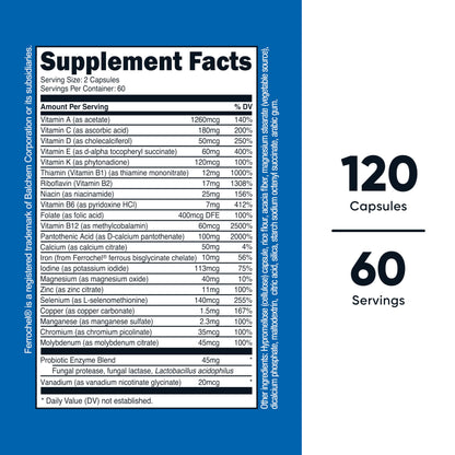 Nutricost Multivitamin with Probiotics 120 Vegetarian Capsules - Packed with Vitamins & Minerals