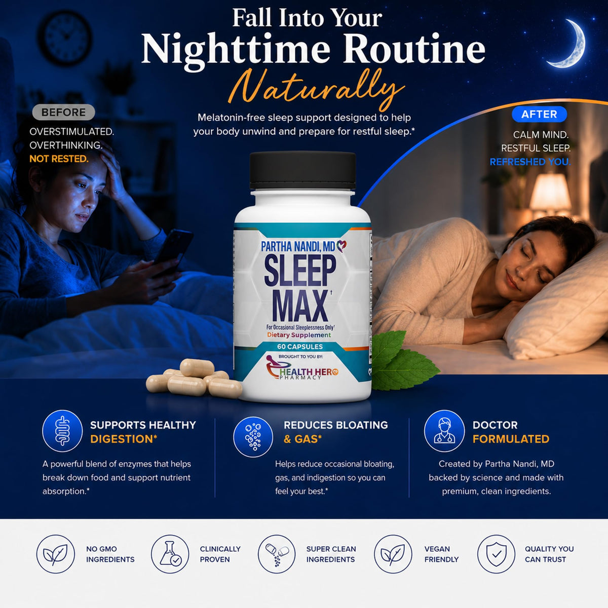 Dr Nandi Sleep Max – Magnesium & GABA Sleep Support – 60 Capsules