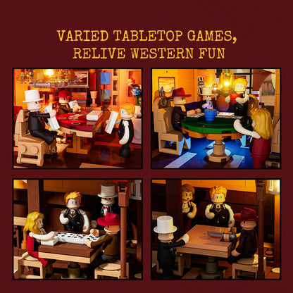 Lumibricks Western Fortune-Club-Saloon Lighting Building Set, 2782 Pcs