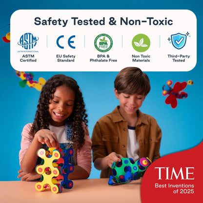 Clixo Rainbow Max 54 Piece Pack - Flexible, Durable, Imagination-Boosting Magnetic Building Toy- Modern, Modular Designs for Hours of STEM Play. A Multi-Sensory Magnet Toy, Travel Friendly. Ages 4-99