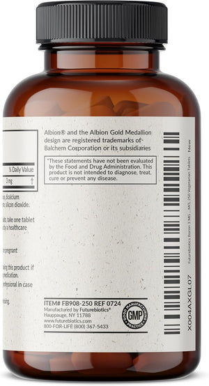 Futurebiotics Boron 3mg, Vegetarian, Non-GMO, Chelated for Absorption, 250 Tablets
