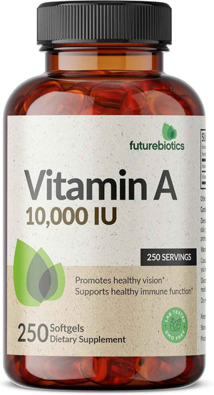 Futurebiotics Vitamin A 10,000 IU Premium Non-GMO Formula Supports Healthy Vision & Immune System and Healthy Growth & Reproduction, 250 Softgels