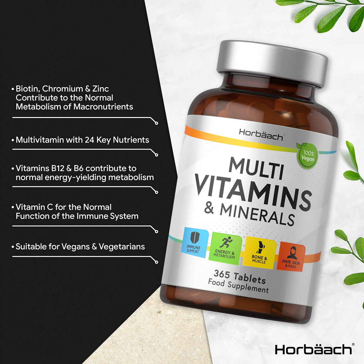 Multivitamin Tablets for Men and Women | 365 Count | with 24 Essential Nutrients