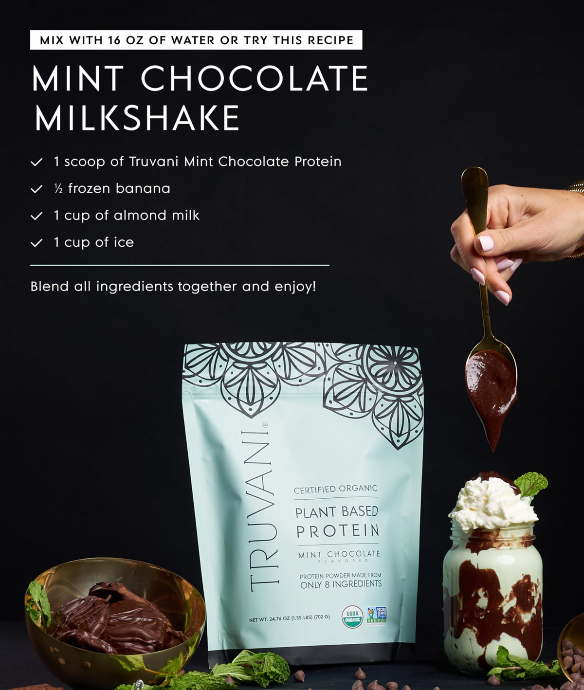 Truvani Organic Plant Based Protein Powder - Strawberry - 10 Servings - Vegan - 20g Pea Protein - Single Serving Travel Packets - Keto - Gluten & Dairy Free - Low Carb