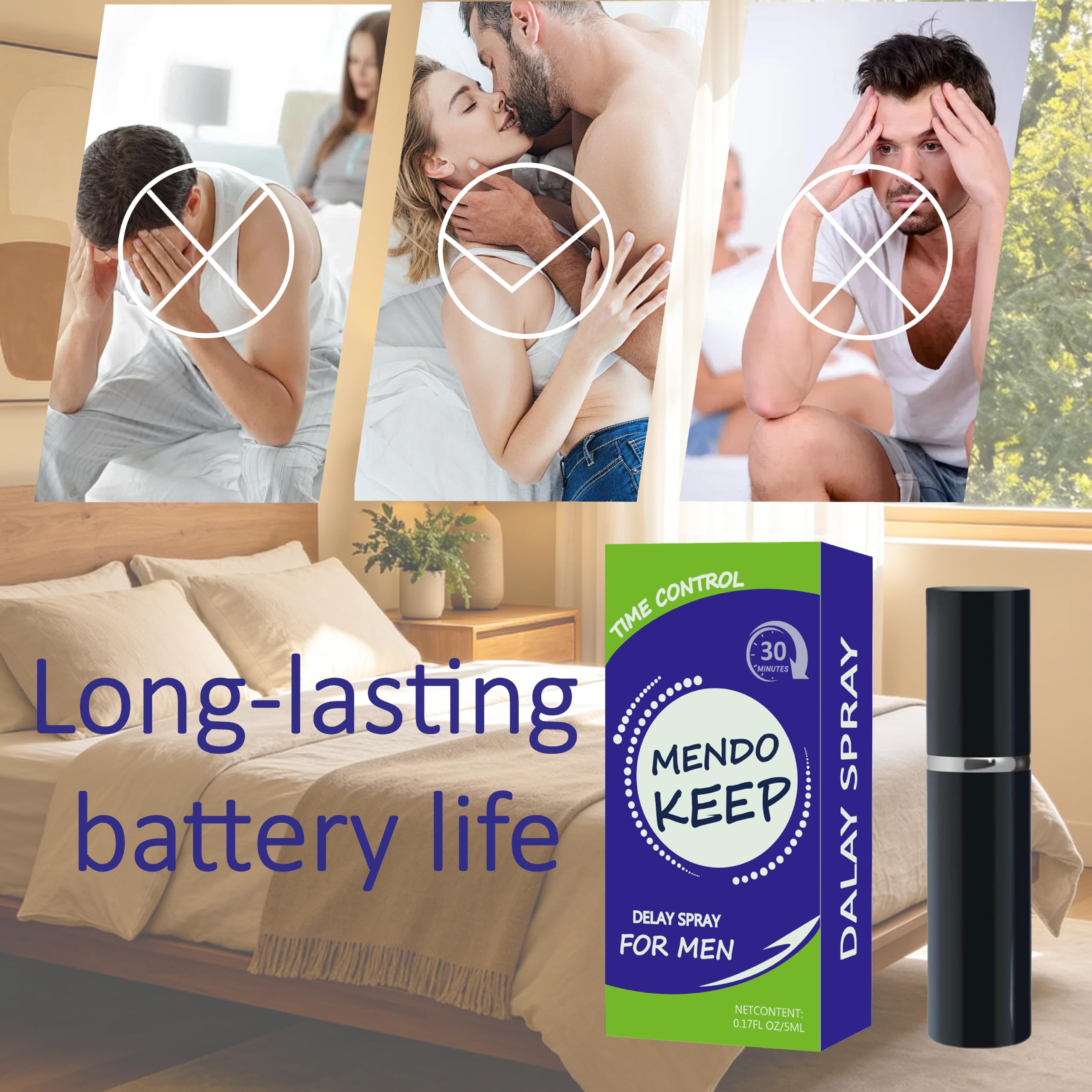 MENDO Keep Desensitizing Delay Spray for Men,Clinically Proven to Help Men Last Longer in Bed-Climax Control-0.17 FL OZ/5ML