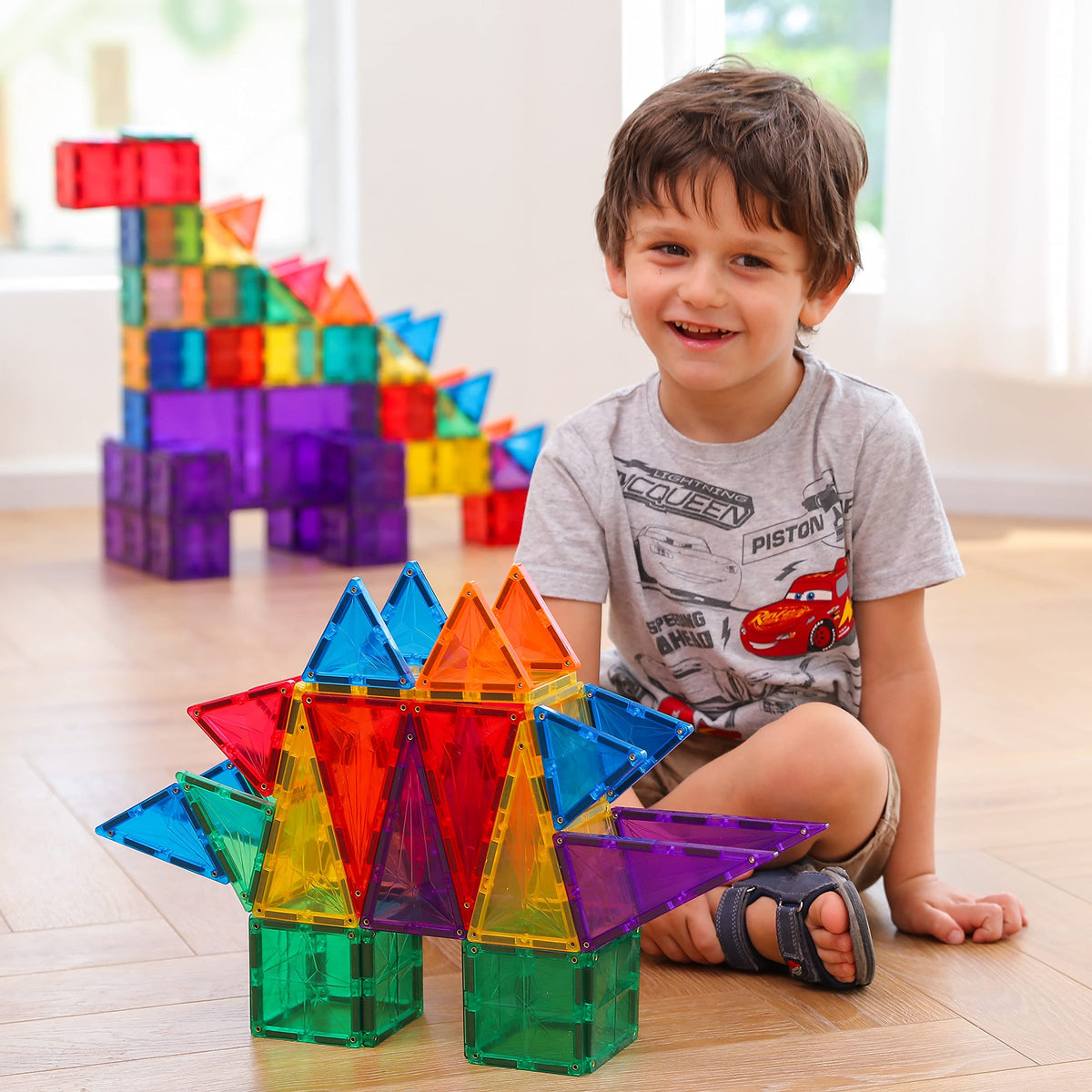 MEGAGONTILES 110PCS Premium Magnetic Tiles Set | STEM-Authenticated Magnetic Building Blocks | Educational Construction Toy for Kids Ages 3–8 (Boys & Girls)