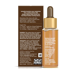 Jergens Natural Glow Instant Sun Drops, Sunless Tanning for Face and Body, Instant Sun Bronzing Drops, Oil Free, 1 Fl Oz