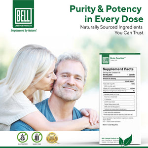 Bell Brain Function Lifestyle, Supports Cognitive Health with Ginkgo, Vitamin B12, Folate - 60 Vegetarian Capsules BellBuy Supplements Australia