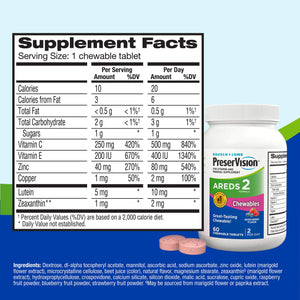 PreserVision AREDS 2 Eye Vitamins, #1 Eye Doctor Recommended Brand, Chewable Lutein and Zeaxanthin Supplement with Vitamin C, Vitamin E,Zinc, and Copper, Mixed Berry, 70 Tablets PreserVision buy supplements Au