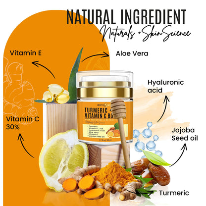 Dermaxgen Turmeric Face Cream with 30% Vitamin C - Glow Booster & Anti-Aging Moisturizer for Dark Spots & Skin Repair (1.7 fl. oz)