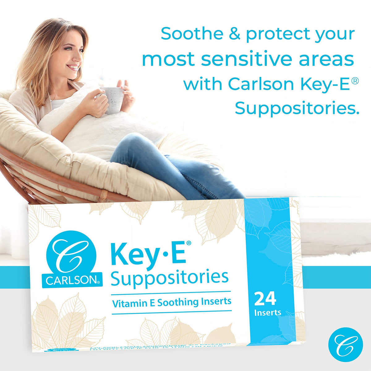 Carlson Labs Key-E Suppositories Vitamin E Soothing Inserts (2 Packages of 24 Inserts, 48Count)