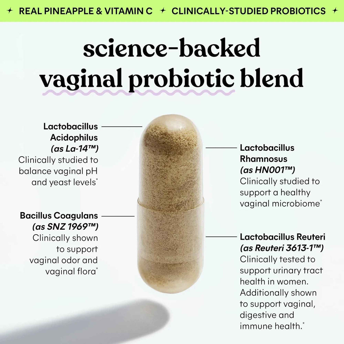 Lemme Purr Vaginal Probiotics for Women - Promotes pH Balance, Healthy Vaginal Odor & Urinary Tract Health w/Lactobacillus Blend, Clinically Tested Strains, Pineapple & Vitamin C - 60 Veggie Capsules