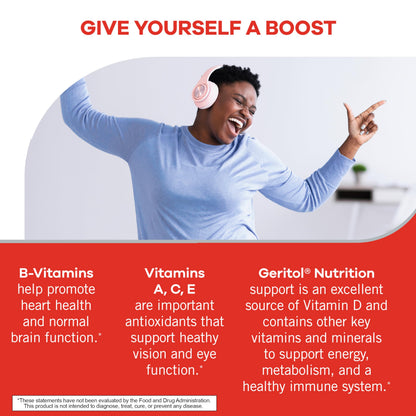 Geritol Multivitamin Supplement, Contains B-Vitamins, Antioxidants, Vitamins C, E & D and Iron, 27 Essential Vitamins and Minerals, Gluten-Free, Non-GMO, No Artificial Sweeteners, 40 Tablets, 2 Pack