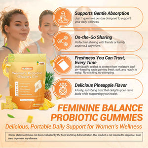 Her Juicy Womens Probiotic Gummies - Daily Feminine Care for Vaginal Health & Yeast PH Balance with Slippery Elm & Prebiotics - Supports Freshness & Balance - Individually Wrapped, 40 Gummies