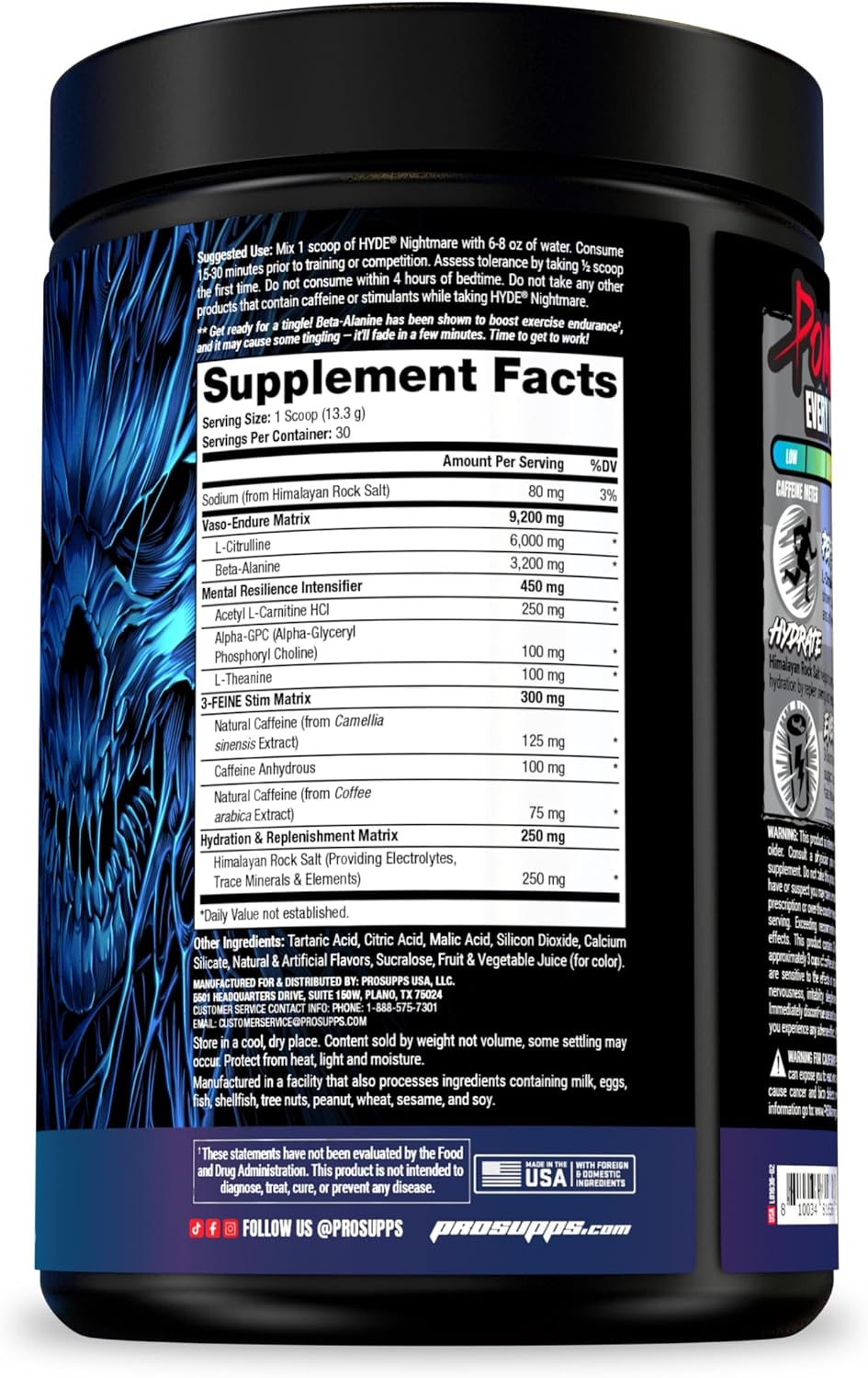 PROSUPPS Hyde Nightmare Intense Energy Pre-Workout, Black N' Berry, and Creatine 300 Bundle