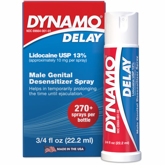 Dynamo Delay Desensitizing Spray for Men to Help You Last Longer in Bed - Reduces Oversensitivity, Prolong Climax for Him, Metered Dose, 0.75 Fl Oz