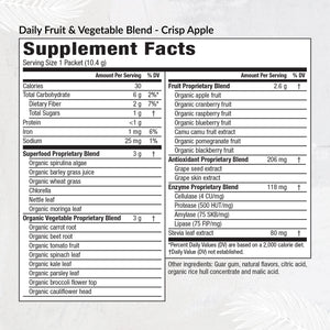 Equilife Daily Fruit & Vegetable Blend, Superfood Antioxidant Supplement, Crisp Apple Flavor with Vitamin C, Fiber, and 9 Essential Amino Acids, Supports Energy, Vegan, 14 Single Serve Packets EquilifeBuy Supplements Australia