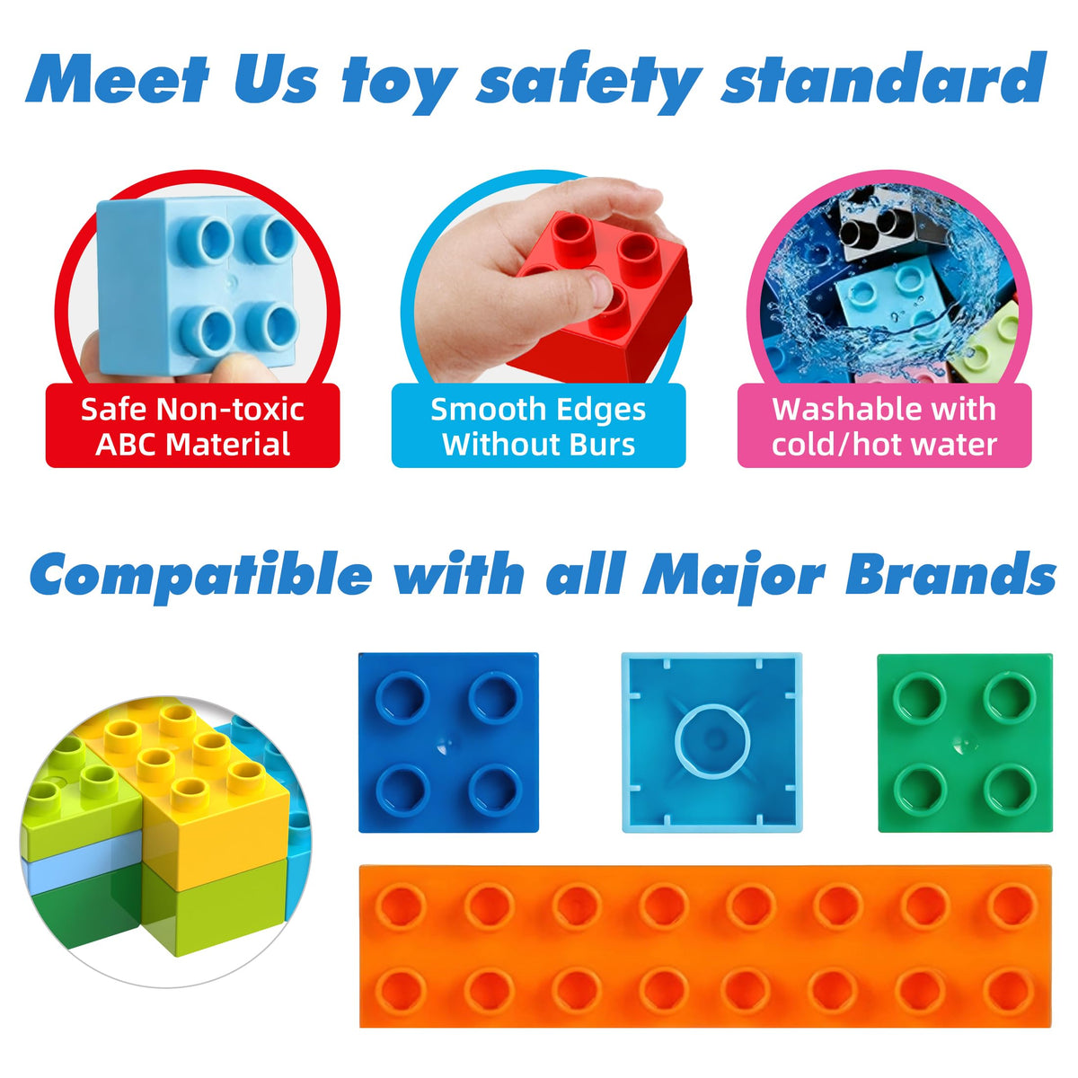 Klobroz Building Blocks for Toddlers 2-5, 171 Pieces Blocks Car Set for Kids Classic Large Building Bricks Compatible with All Major Brands Educational Toys for All Ages