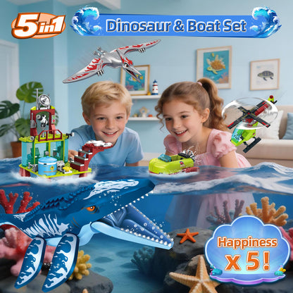 Ocean Explorer Mosasaurus Dinosaur Building Set Toys for Kids Boys Age 6-12