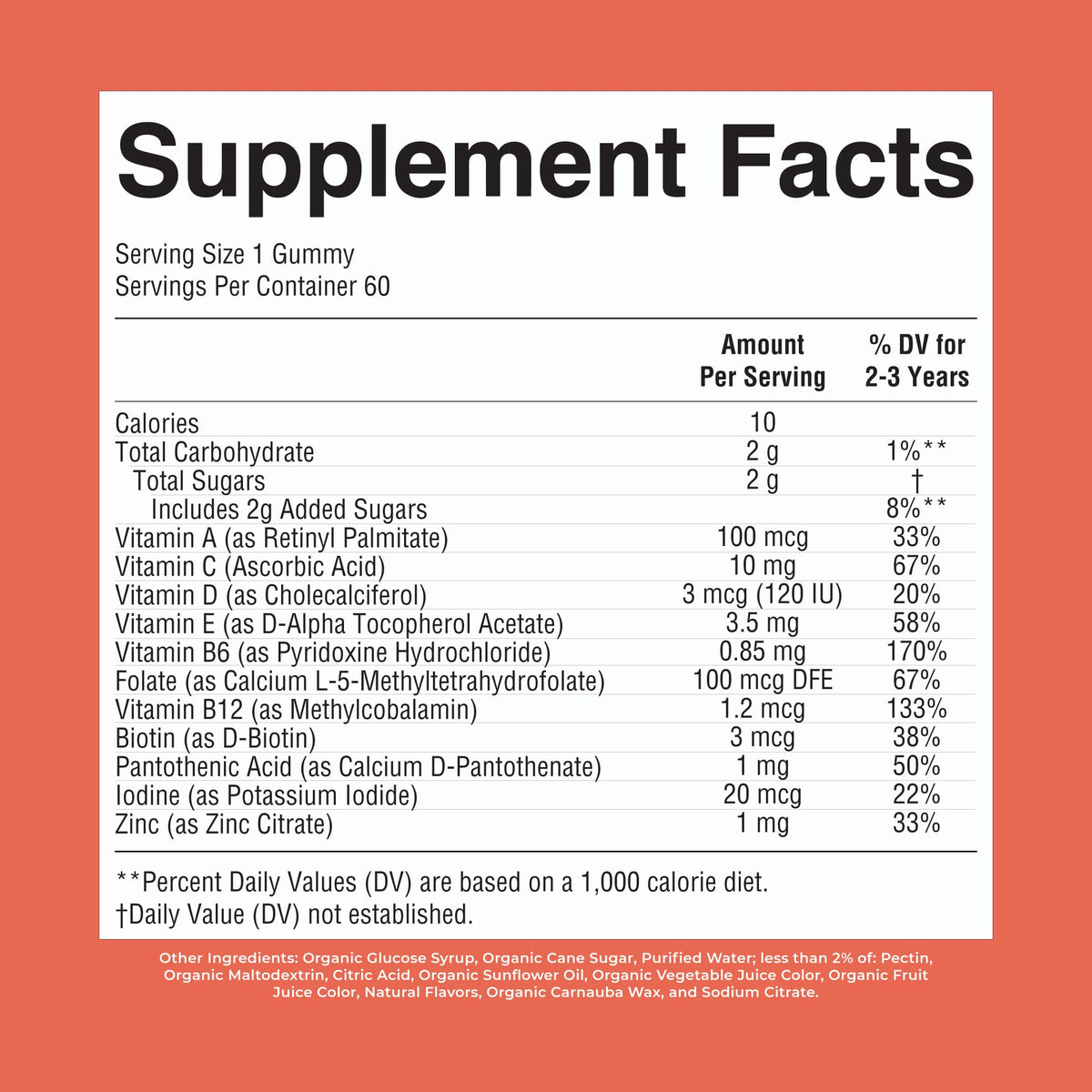 MaryRuth's Toddler Multivitamin Gummies - USDA Organic - 2 Month Supply - Kid & Toddlers Age 2+ Daily Multivitamin: Vitamin C, D3, Zinc - Kids Vitamins - Only 1 Gummy Per Day - 60 Ct (60 Day Supply)