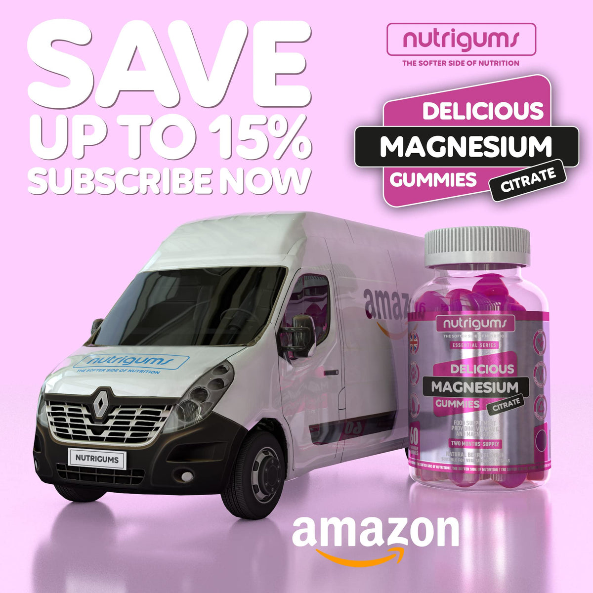 Magnesium Citrate 1250mg & Vitamin C Gummy | Mixed Berry Flavour | 60 Vegan Gummies