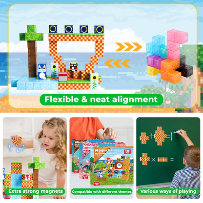 ToyUnited Magnetic Blocks, 100PCS Magnetic Building Blocks, STEM Building Game Montessori Sensory Toys for Kids Boys Girls Ages 3 4 5 6 7 8 9 10+ Holiday Birthday Gifts