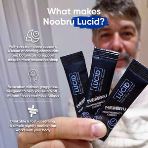 Noobru Lucid Nootropic Sleep Powder Drink for Deep Quality Dream Sleep with Magnesium, Ashwagandha, Valerian, Lemon Balm and Vitamin D for Deep, Quality Sleep, Stress and Restoration.